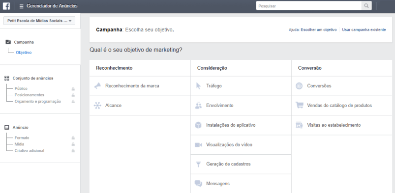 criar campanhas facebook instagram