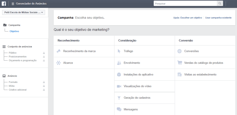 criar campanhas facebook instagram