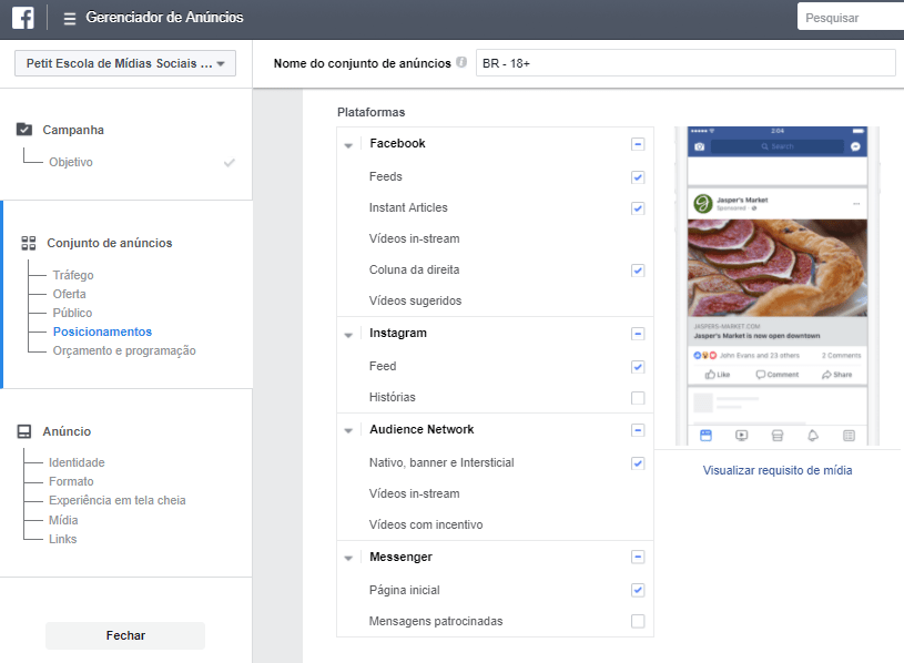criar campanhas de facebook instagram
