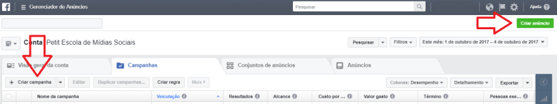 criar campanhas de facebook e instagram